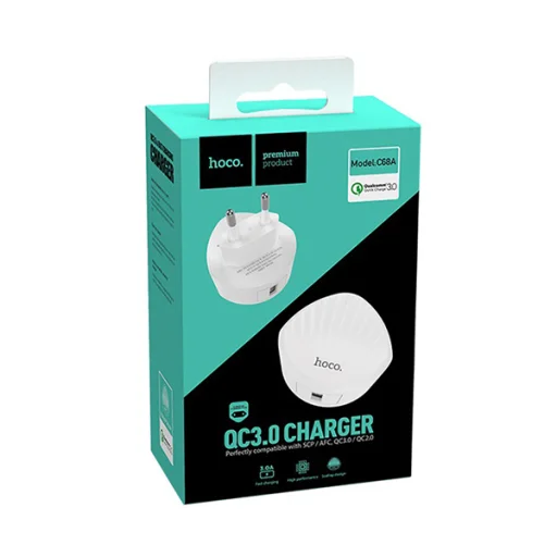 HOCO CA68A Shell hálózati, USB fali töltő adapter USB QC 3.0 fehér - 6
