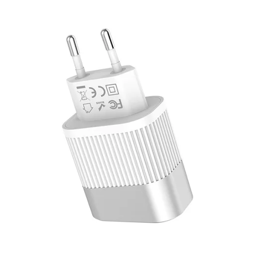 Hoco hálózati töltő adapter 2xUSB 2,4A digitális kijelzővel fehér - 3