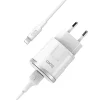 Hoco hálózati, USB fali töltő adapter 1xUSB aljzattal 2,4A 12W lightning kábellel fehér thumbnail