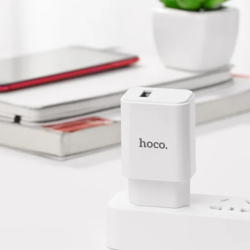 Hoco hálózati, USB fali töltő adapter 1xUSB 2.1A fehér - 6