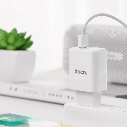 Hoco hálózati, USB fali töltő adapter 1xUSB 2.1A fehér - 7