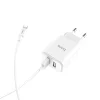 Hoco hálózati, USB fali töltő adapter 2xUSB 2.1A fehér Lightning kábellel thumbnail