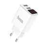 Hoco hálózati töltő adapter 2xUSB 2.1A digitális kijelzővel fehér thumbnail