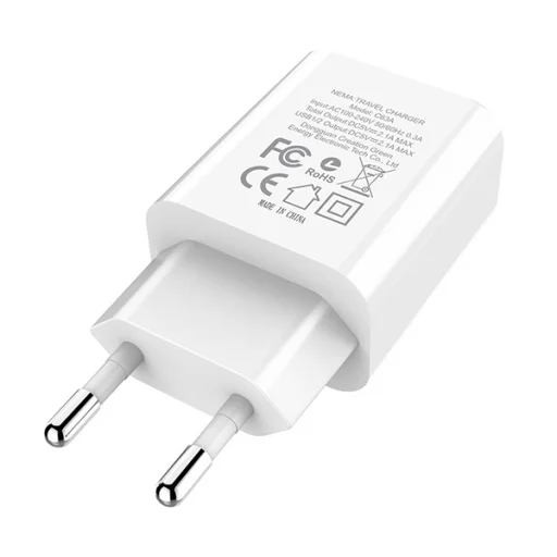 Hoco hálózati töltő adapter 2xUSB 2.1A digitális kijelzővel fehér - 5