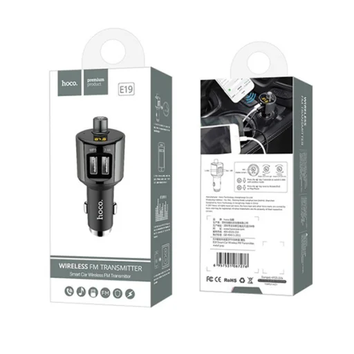 Bluetooth FM transmitter zajszűrővel 2xUSB 2,4A szürke (Hoco E19) - 8