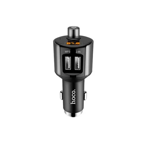 Bluetooth FM transmitter zajszűrővel 2xUSB 2,4A szürke (Hoco E19) - 2