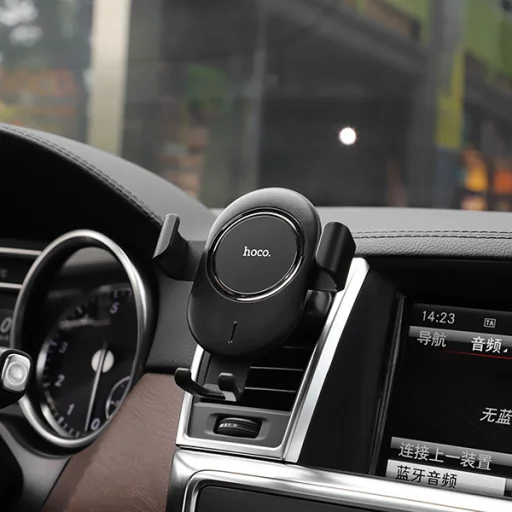 Hoco Gravity szellőzőre erősíthető autós telefontartó és vezeték nélküli töltő fekete (CW17) - 4