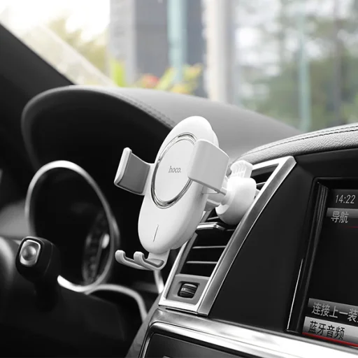 Hoco Gravity szellőzőre erősíthető autós telefontartó és vezeték nélküli töltő fehér (CW17) - 4