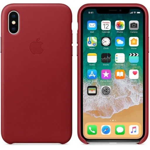 Apple MQTE2ZM/A bőr tok iPhone X/XS piros gyári - 1