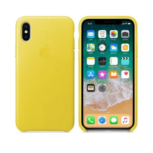 Apple MRGJ2ZM/A bőr tok iPhone X/XS sárga gyári - 1