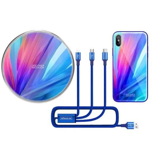 Nillkin Vezeték nélküli Qi gyorstöltő/kábel/tok szett pink iPhone XS MAX - 3