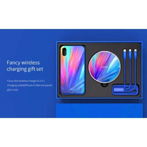 Nillkin Vezeték nélküli Qi gyorstöltő/kábel/tok szett pink iPhone XS MAX - 16