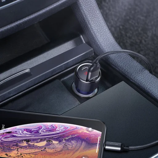 Baseus Magic szivargyújtós autós töltő QC3.0/ Type-C PD QC4+45W 6A kék - 6