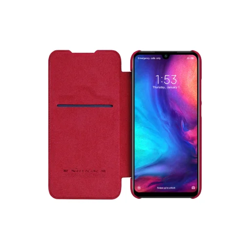 Nillkin Qin bőr fliptok Xiaomi Reldmi Note 7/ Note Pro 7 piros színben - 2