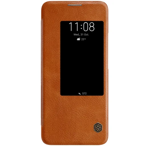 Nillkin Qin bőr fliptok kijelző betekintéssel Huawei Mate 20 barna - 1