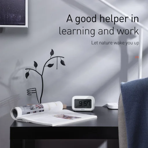 Baseus Subai digitális ébresztőóra fehér színben (ACLK-A02) - 3