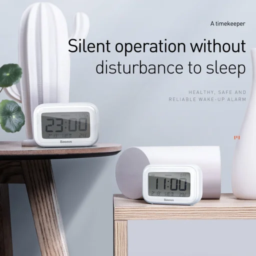 Baseus Subai digitális ébresztőóra fehér színben (ACLK-A02) - 4