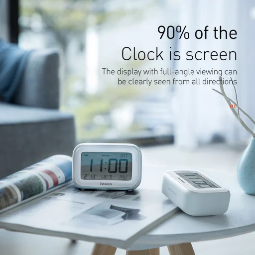 Baseus Subai digitális ébresztőóra fehér színben (ACLK-A02) - 5