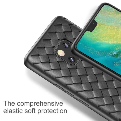 Baseus BV fonott textúrájú TPU tok Huawei Mate 20 Pro fekete színben - 8