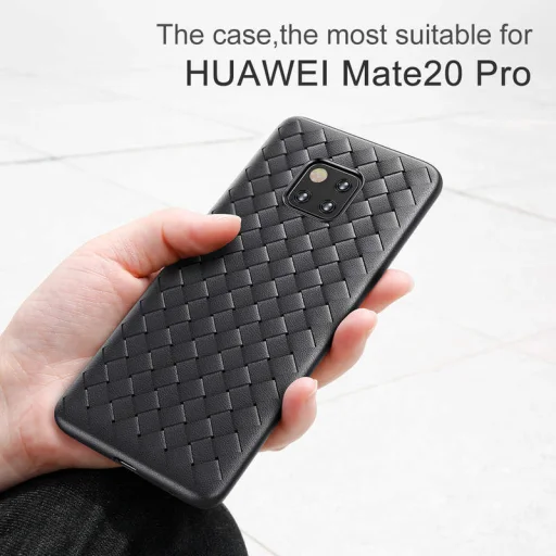 Baseus BV fonott textúrájú TPU tok Huawei Mate 20 Pro fekete színben - 5