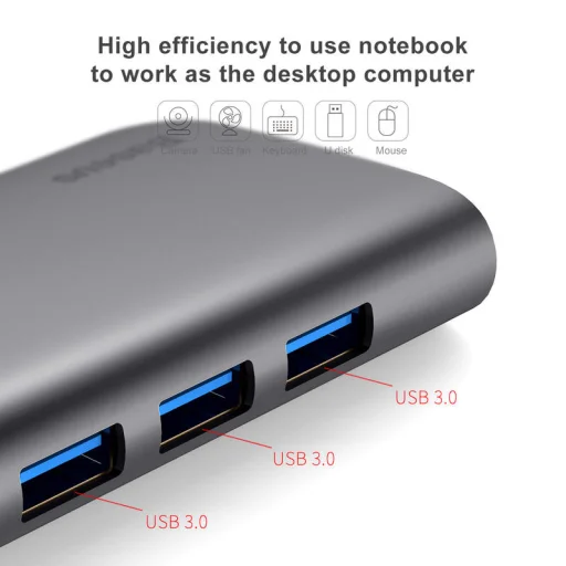 Baseus Almighty 8in1 Type-C HUB szürke színben - 3
