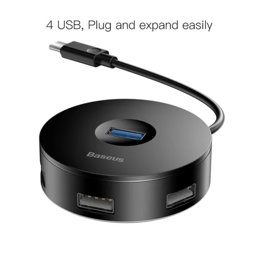 Baseus USB HUB 4 USB aljzattal fekete - 5
