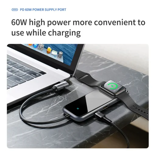 Baseus Superlative Type-C USB HUB szürke, Apple Watch töltő (CAHUB-AZ0G) - 8