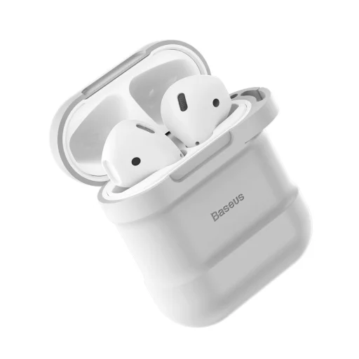 Baseus mágneses szilikon AirPods 1/2 tok fehér színben - 1