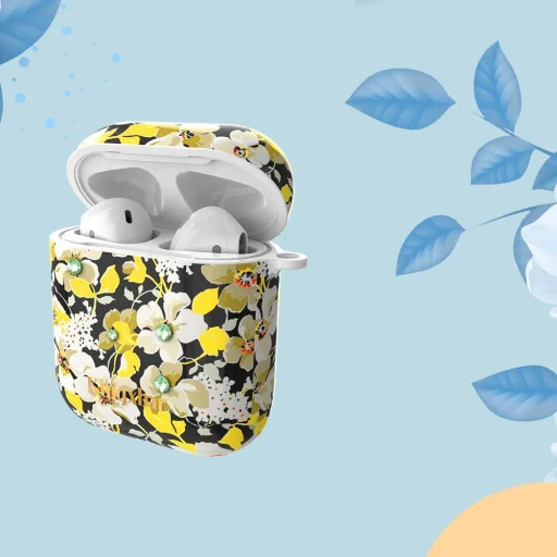 Kingxbar AirPods 1/2 szilikon tok sárga márvány mintával - 5