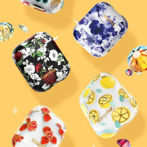 Kingxbar AirPods 1/2 szilikon tok sárga márvány mintával - 4