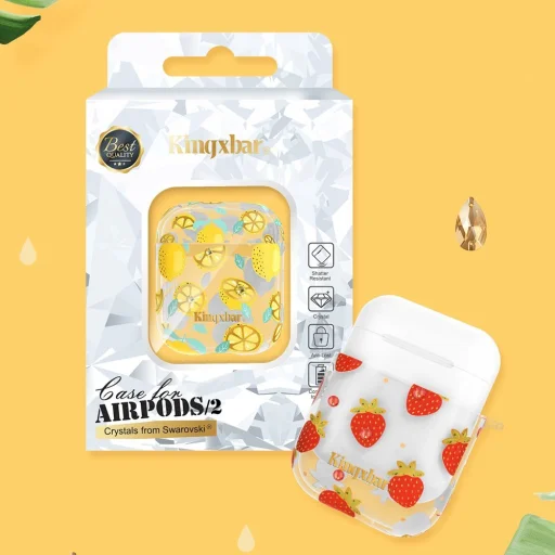 Kingxbar AirPods 1/2 szilikon tok sárga márvány mintával - 7