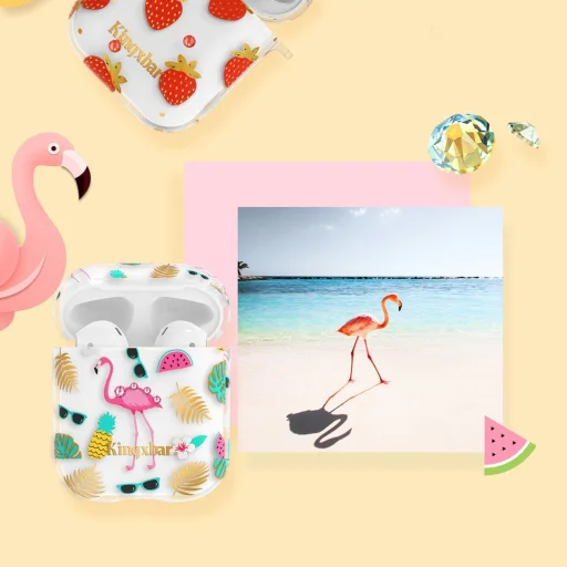 Kingxbar AirPods 1/2 szilikon tok sárga márvány mintával - 6