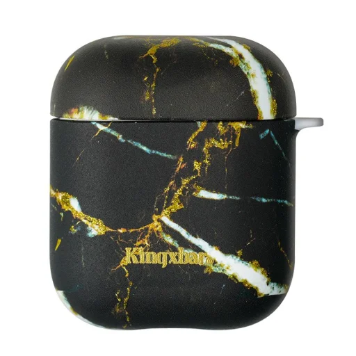 Kingxbar fekete márvány mintás AirPods 1/2 tok - 1