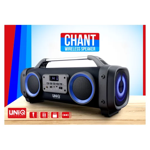 UNIQ Chant hordozható bluetooth hangszóró LED világítással fekete - 5
