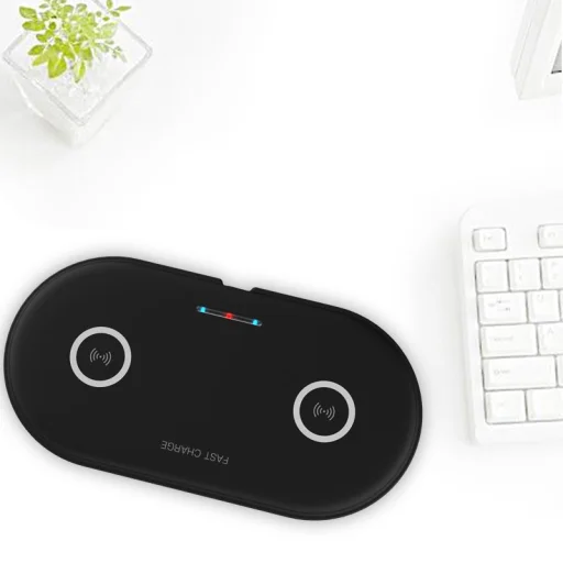 SMD HT-02 vezeték nélküli dupla qi gyors töltő, fekete 10W - 6