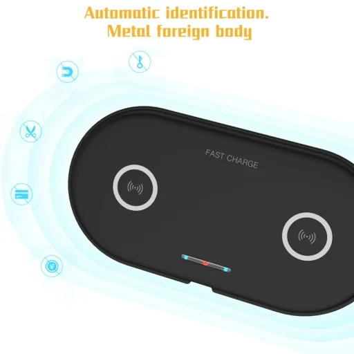 SMD HT-02 vezeték nélküli dupla qi gyors töltő, fekete 10W - 7