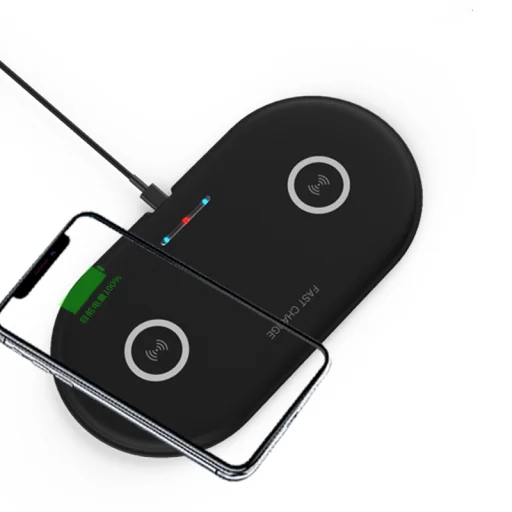 SMD HT-02 vezeték nélküli dupla qi gyors töltő, fekete 10W - 4