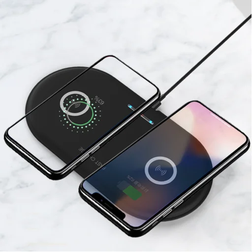 SMD HT-02 vezeték nélküli dupla qi gyors töltő, fekete 10W - 1