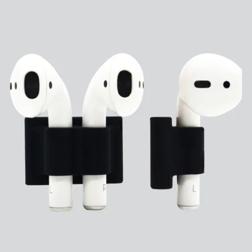 SMD HH-06 Airpods tartó, óra pántra rögzíthető szilikon fekete színben - 3