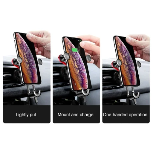 Baseus YY Gravity autós telefontartó ezüst Lightning kábellel - 14