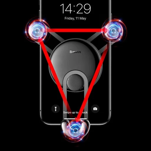 Baseus YY Gravity autós telefontartó ezüst Lightning kábellel - 16