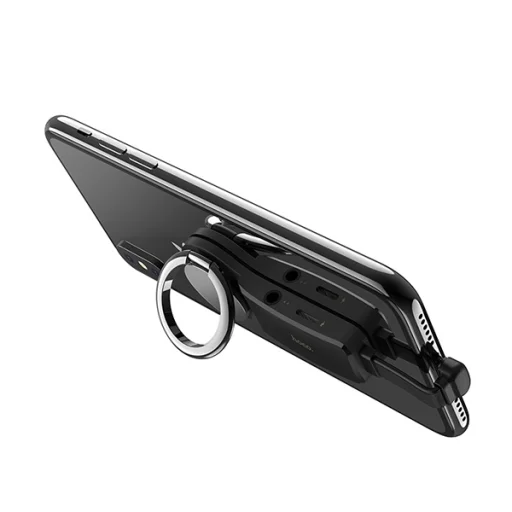 Hoco 3,5 audi jack/1xLightning elosztó adapter fekete - 6