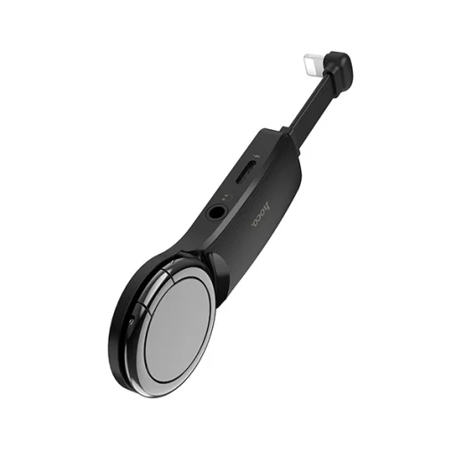 Hoco 3,5 audi jack/1xLightning elosztó adapter fekete - 3