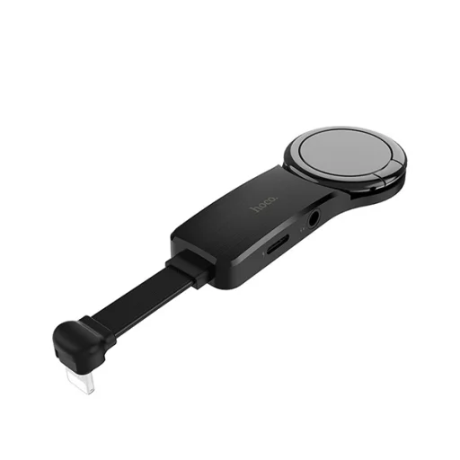 Hoco 3,5 audi jack/1xLightning elosztó adapter fekete - 1