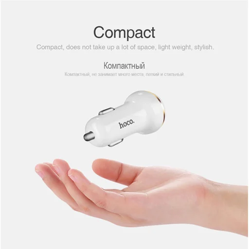 Hoco szivargyújtós autós telefontöltő fehér - 8