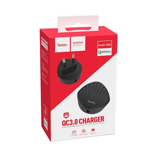 Hoco Shell hálózati töltő adapter 1xUSB QX 3.0 fekete - 6