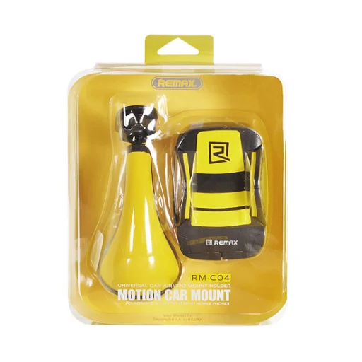 Remax műszerfalra erősíthető autós telefontartó fekete/sárga - 2