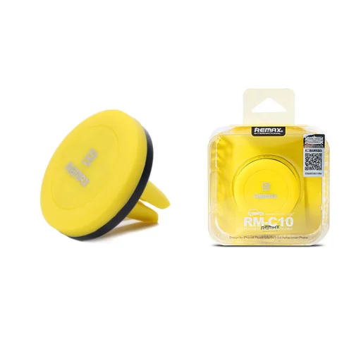 Remax szellőzőre erősíthető mágneses autós telefontartó fekete/sárga - 1