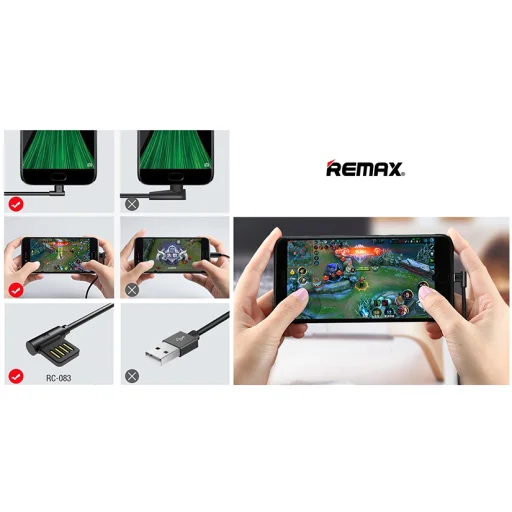 REMAX USB-A - Micro USB Axe RC-083m 1.8m fekete, 1A max teljesítménnyel - 8