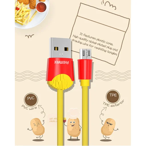 Remax Chips Micro USB kábel sárga 1m - 3